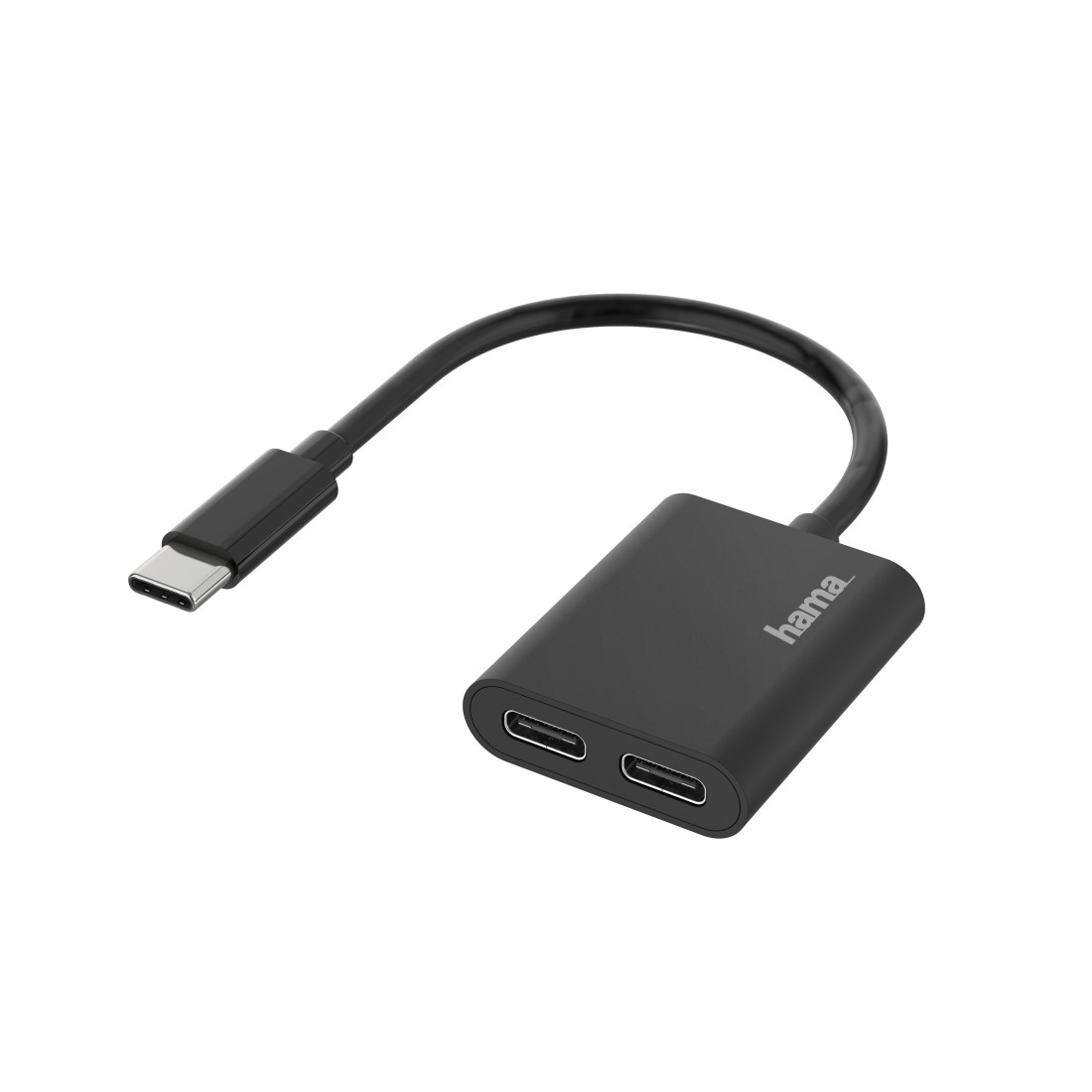 HAMA 2in1 USB-C-Stecker auf 2x USB-C-Buchse Audio Adapter, Schwarz