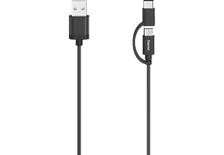 HAMA 2in1 Micro USB Kabel, Schwarz