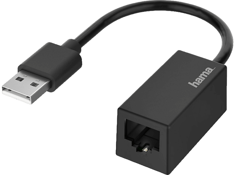 HAMA USB-Stecker auf LAN/Ethernet-Buchse Netzwerk Adapter, Schwarz