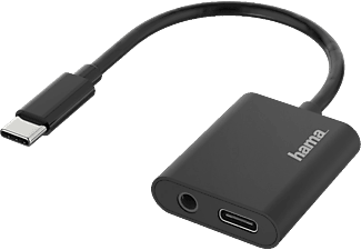 HAMA USB-C-Stecker auf 3.5-mm-Klinke/USB-C-Buchse Adapter, Schwarz