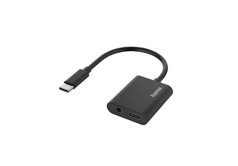 HAMA USB-C-Stecker auf 3.5-mm-Klinke/USB-C-Buchse Adapter, Schwarz
