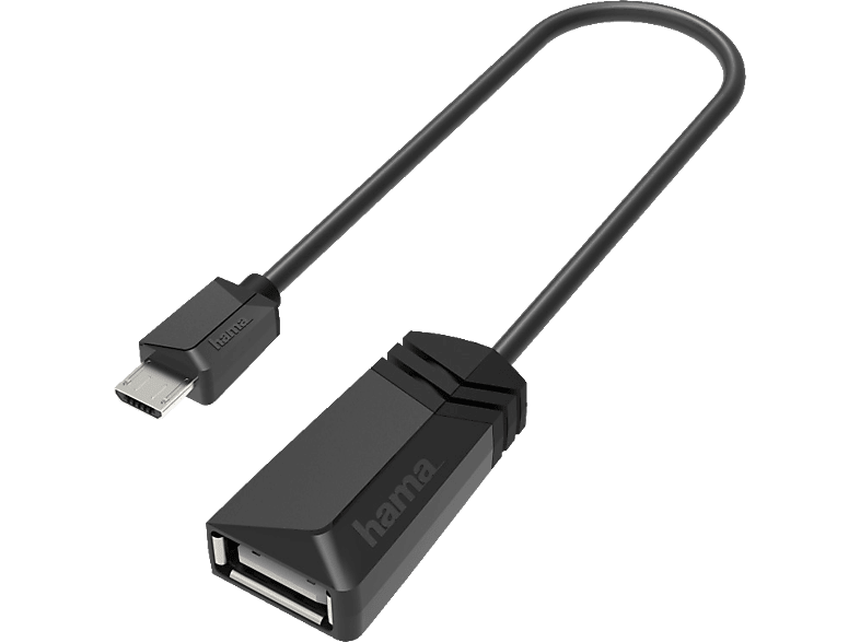 HAMA USB-OTG Micro-USB-Stecker auf USB-Buchse Adapter, Schwarz