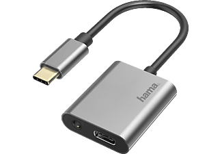 HAMA USB-C-Stecker auf 3.5-mm-Klinke/USB-C-Buchse Adapter, Silber