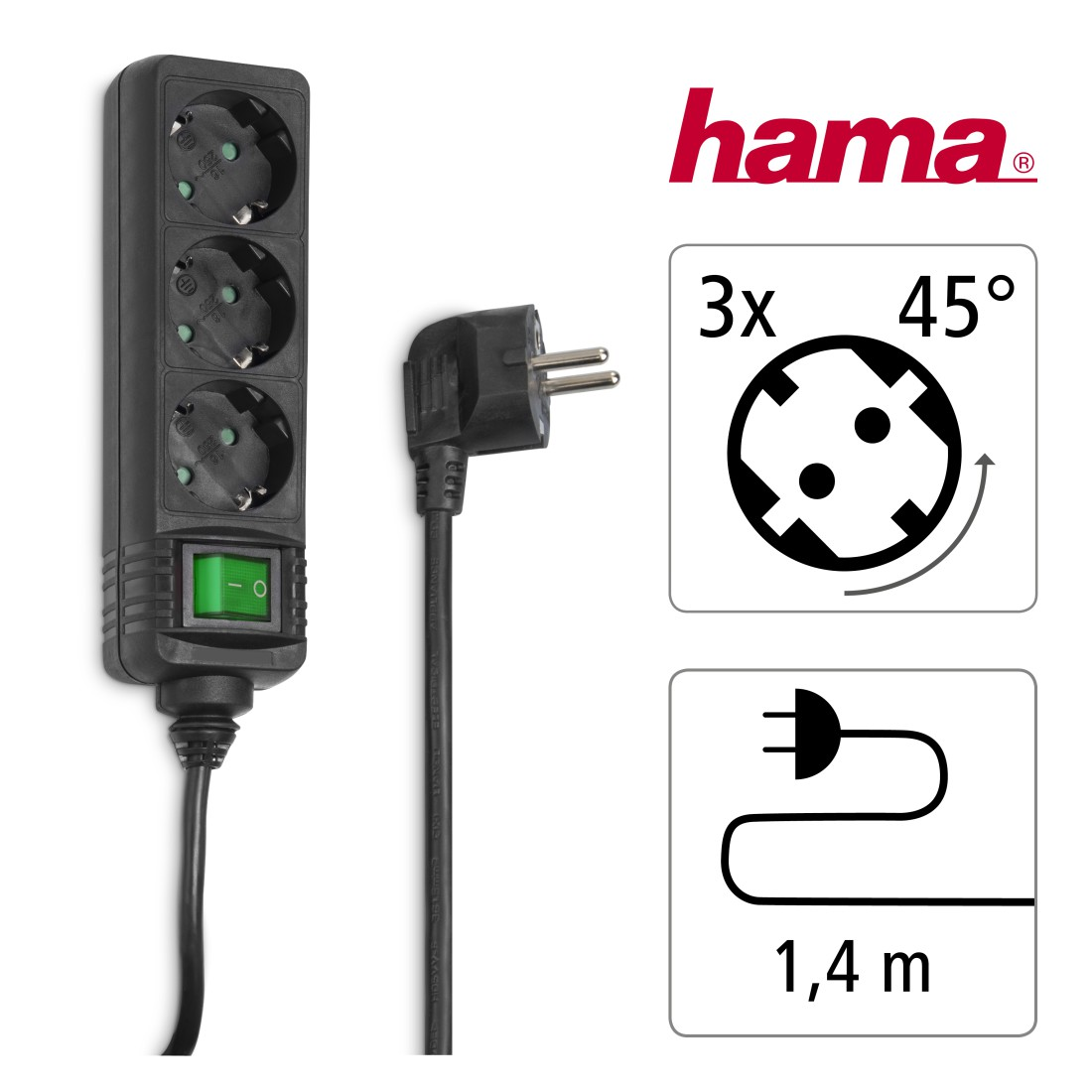 HAMA 121912 3F-STECKD.M.SCH.1,4M/S/HV