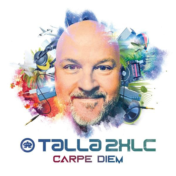 Albumcover: Glatzköpfiger Mann umgeben von Musik- und Naturbildern. Titel 'Carpe Diem'.