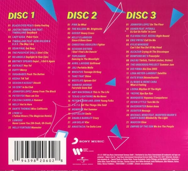Rückseite einer CD mit Titellisten und Albumcover, Text und Logos.