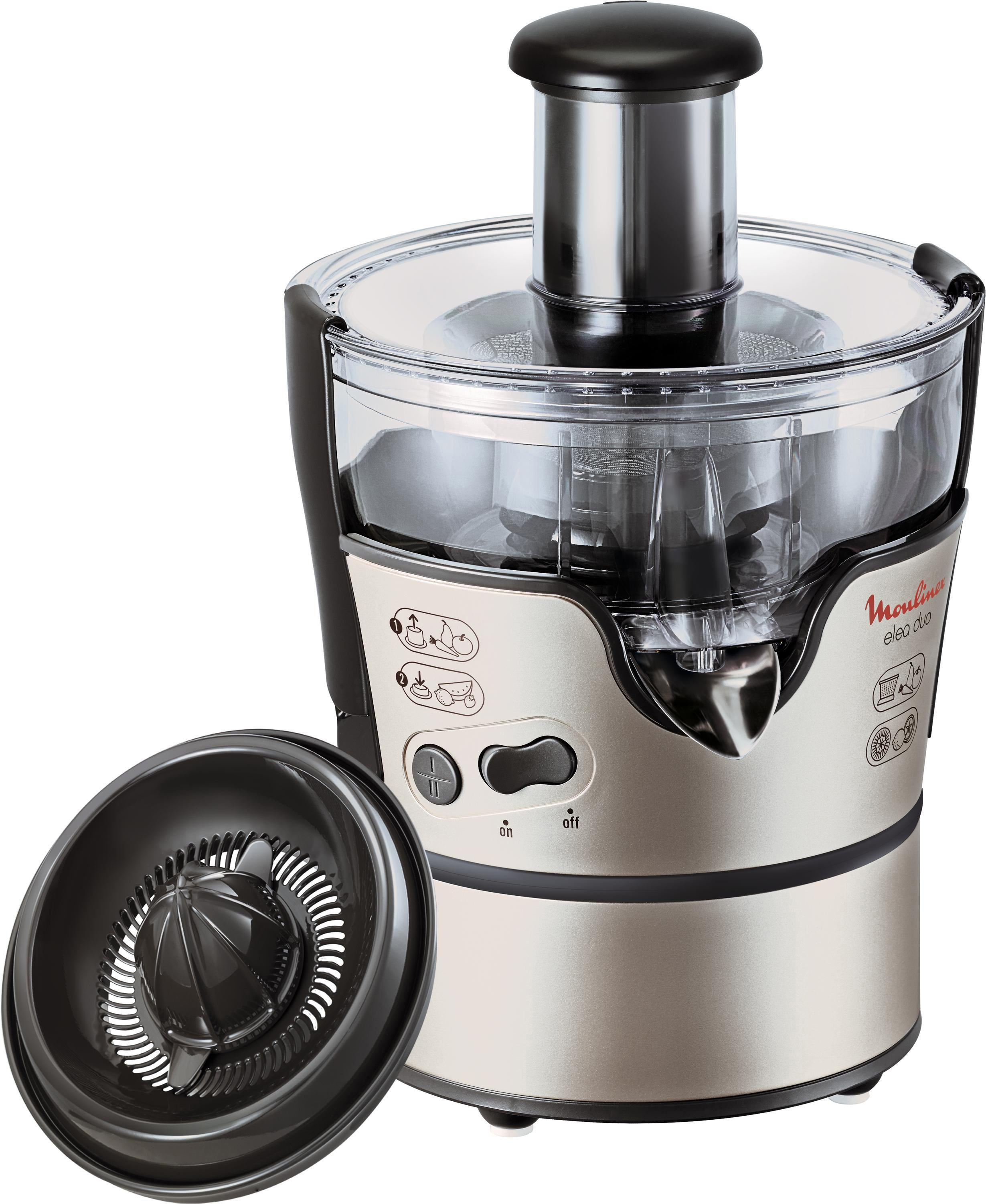 MOULINEX JU 385 H Elea Duo Entsafter 300 Watt, Edelstahl/Schwarz