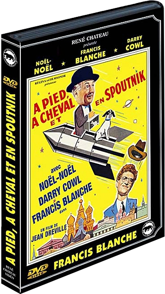 DVD-hoes voor de film 'A Pied, A Cheval et en Spoutnik', met een cartoonachtig ontwerp.