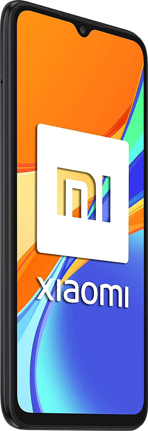 Teléfono Xiaomi en naranja y azul, con el logo blanco de Xiaomi.