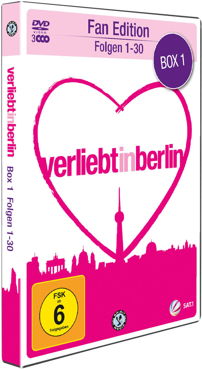DVD-Box von 'Verliebt in Berlin'. Box hat ein pinkes Herz.