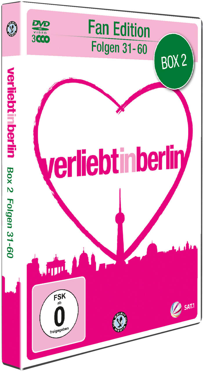DVD-Box-Set, rosa und weißes Design, Titel: verliebtinberlin. Enthält die Folgen 31-60.