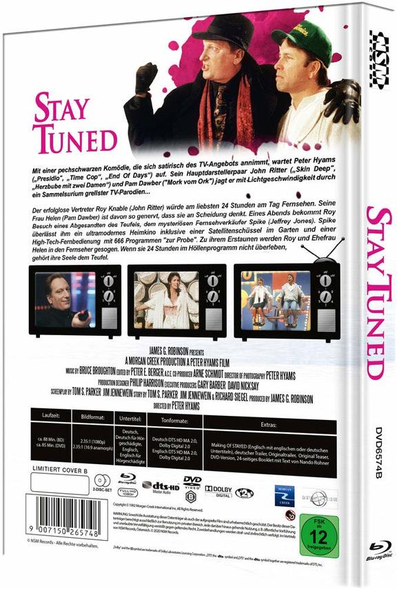 DVD-Cover von 'Stay Tuned', mit einem Mann mit schwarzem Hut und einem mit grünem Hut.