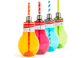 FAMILY POUND 57160K Műanyagpohár LED-del, papír szívószállal - narancssárga, kék, zöld, piros - 400 ml