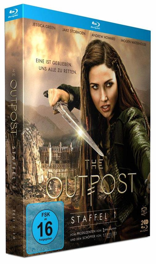 Eine Blu-ray-Box mit dem Titel The Outpost, mit einer Frau, die ein Messer hält.