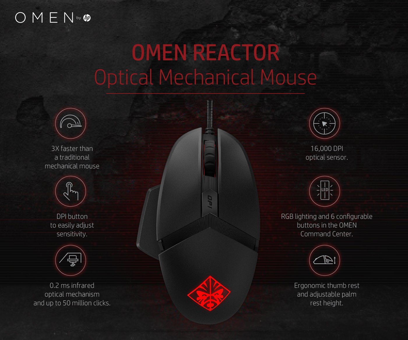 HP OMEN Reactor Gaming-Maus, Schwarz