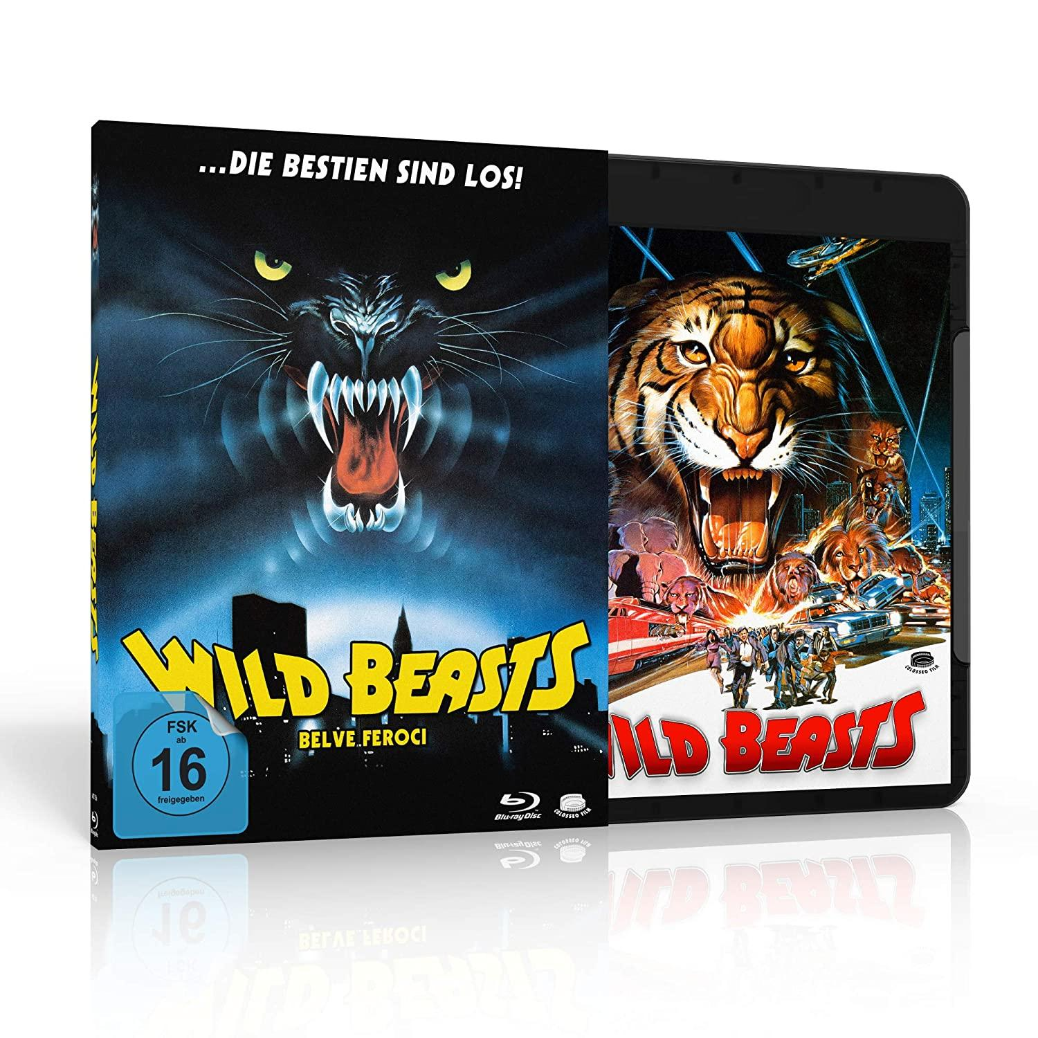 Filmcover für Wild Beasts mit einem Tiger und einem schwarzen Panther auf dunklem Hintergrund.
