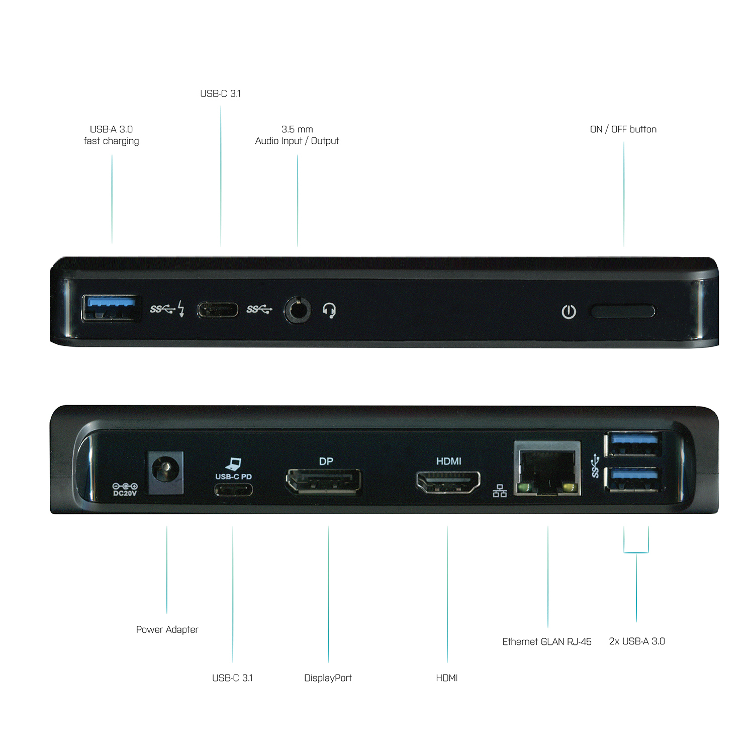 I-TEC C31DUALDOCKPD Dockingstation, Schwarz