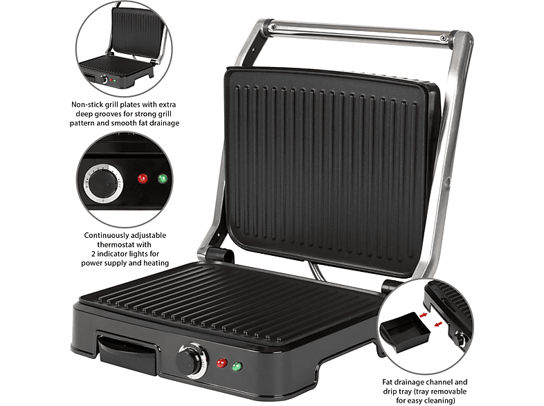 Bomann KG2242CB Kontaktgrill, Edelstahl, 2000 Watt — Foto 2 von 4