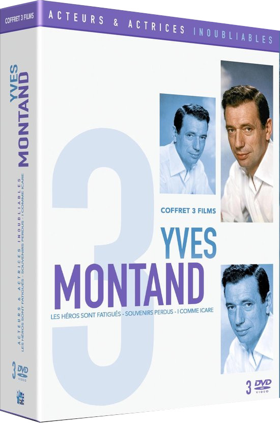 DVD-boxset met films van Yves Montand. Bevat portretten van de acteur. Witte achtergrond.