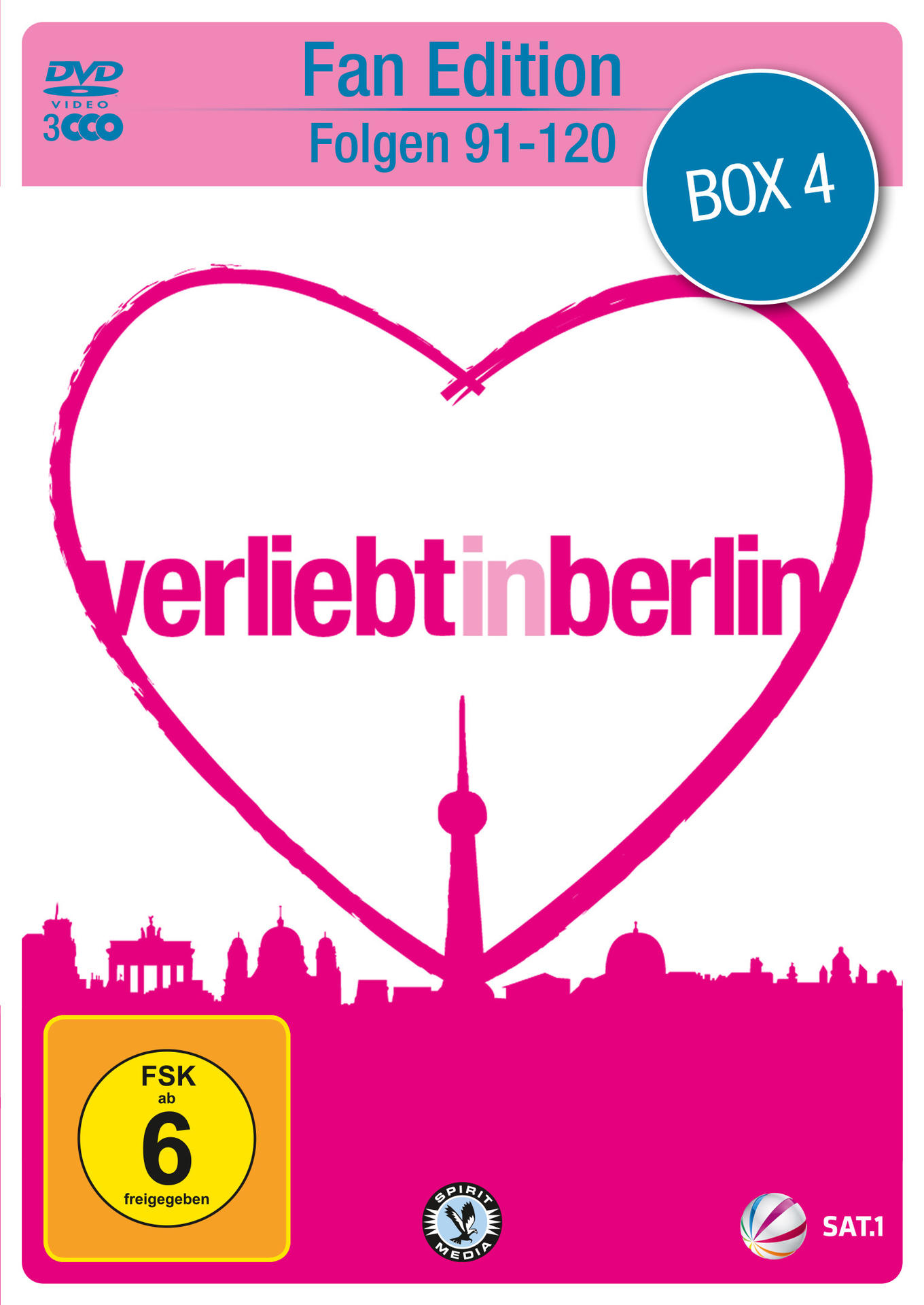DVD-Cover: Verliebt in Berlin, rosa Herz mit Berliner Silhouette. Fan-Edition-Box-Set.