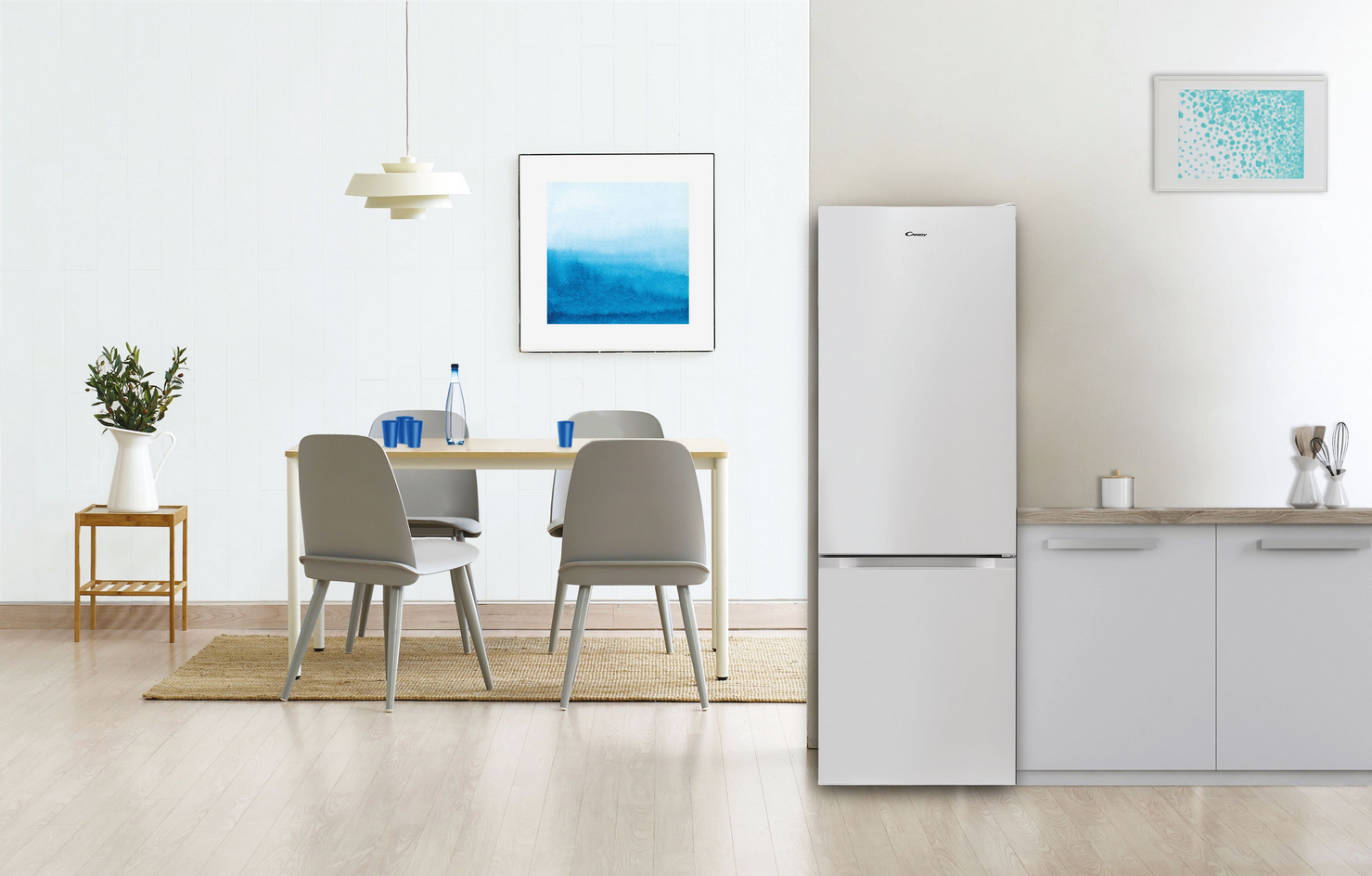 Frigorífico combi - Candy CMCN 5172W, 231l, No Frost, 170cm, Tirador integrado, LED, Blanco