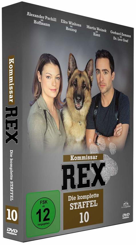 DVD-Cover: Mann, Frau, Hund. Text auf Deutsch. Titel: Kommissar Rex.