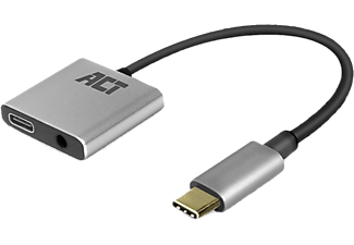 ACT AC7005 USB Type-C audió adapter, 1 db 3,5 MM jack, 1 db USB Type-C, PD