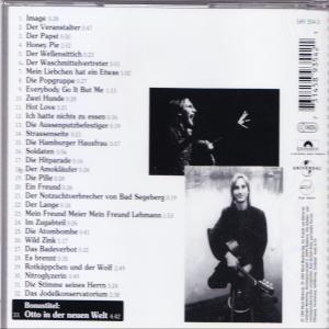 Rückseite eines CD-Covers mit Titeln und Bildern eines Mannes.