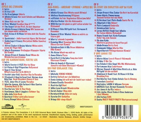 CD-Cover mit Titelliste, verschiedenen Künstlernamen und dem Titel „Apres Ski Zuhause“.