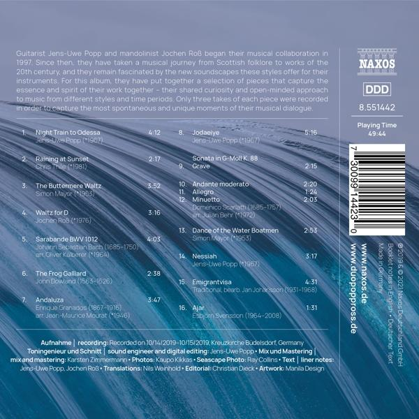 Rückseite einer CD-Hülle mit Titelliste und Credits. Naxos-Logo und Copyright-Informationen sind sichtbar.