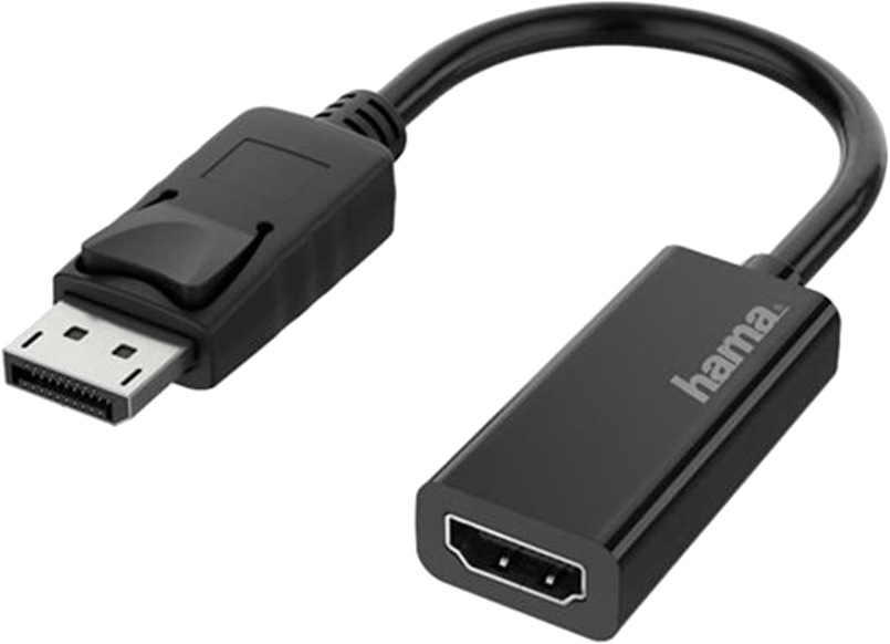 Fekete HDMI-DisplayPort adapter kábel.