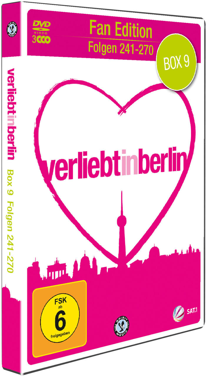 DVD-Box-Set: „verliebtinberlin“ mit pinkfarbenem Herzdesign und Berliner Skyline.