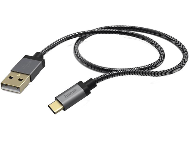 HAMA USB-C - Stroom- en datakabel Metall 1.5 m Grijs (173636)