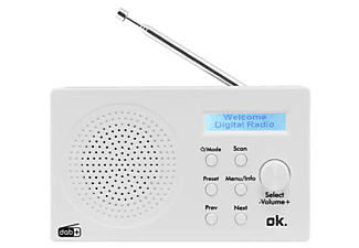 Radio portátil - OK ORD 101BT-WT-1 DAB, 1 W, Bluetooth, DAB+, FM, LED, Blanco