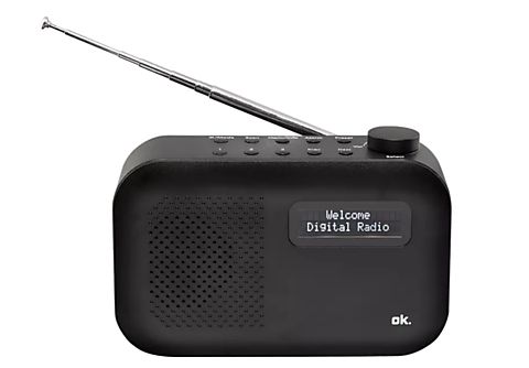 Radio portátil - OK ORD 111BT-B, Digital,DAB, FM, 1 W, Antena telescópica, Bluetooth, Negro