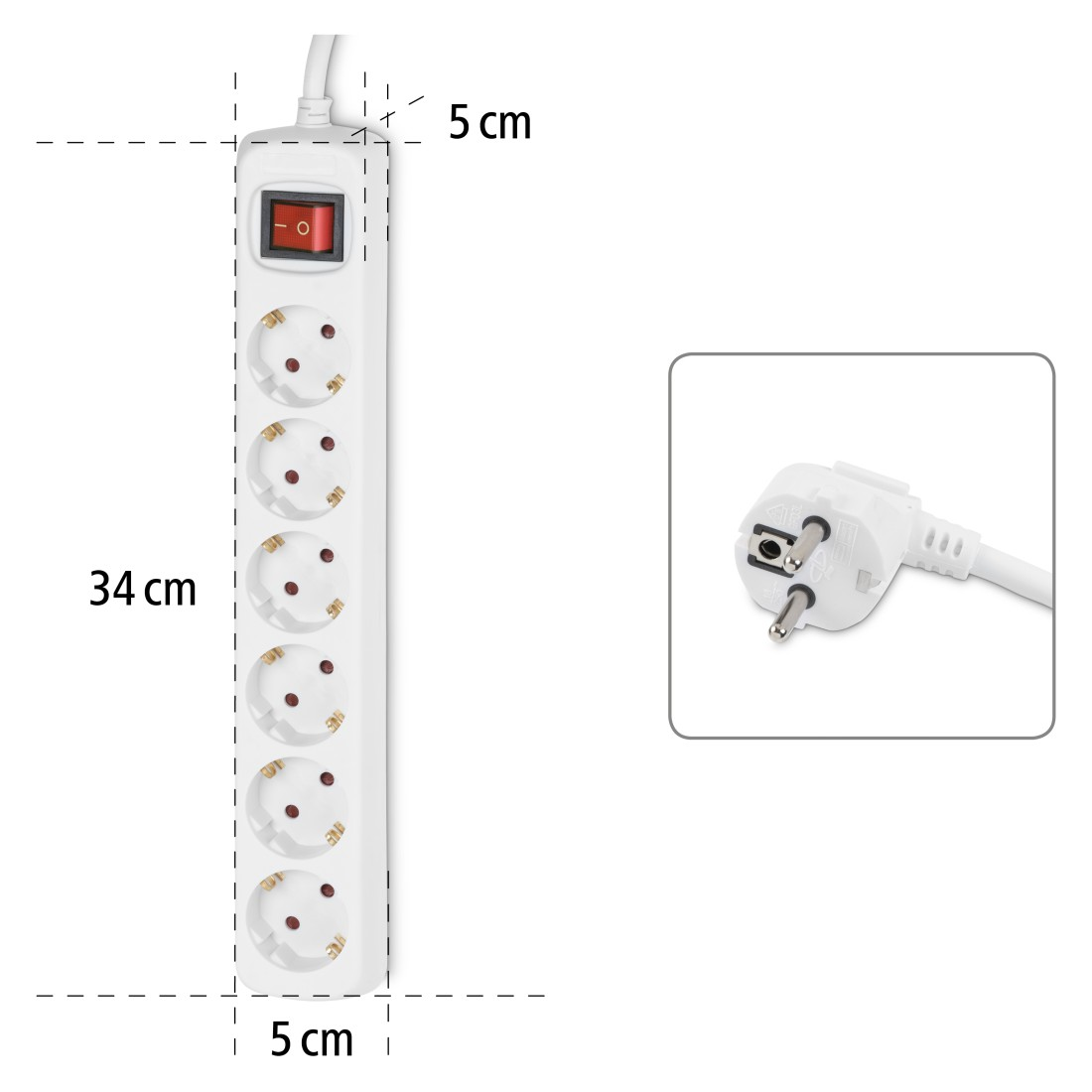 HAMA Schaltbare 6-fach 3 m Steckdosenleiste
