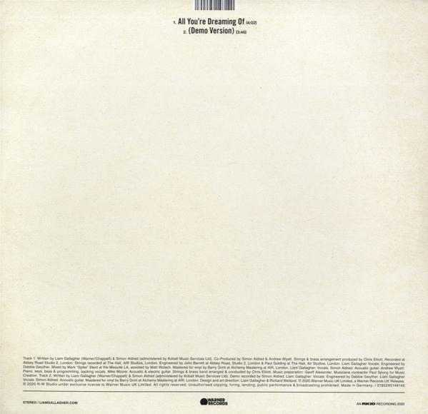 Albumcover mit zwei Songs: "All You're Dreaming Of" und "Demo Version" auf beigem Hintergrund.
