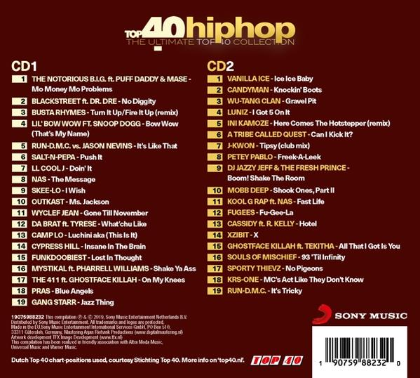 Pochette de CD avec liste des titres. Texte sur fond blanc. Logo Sony Music.