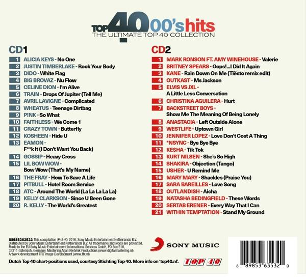 Pochette d'album avec liste des titres de musique des années 2000.