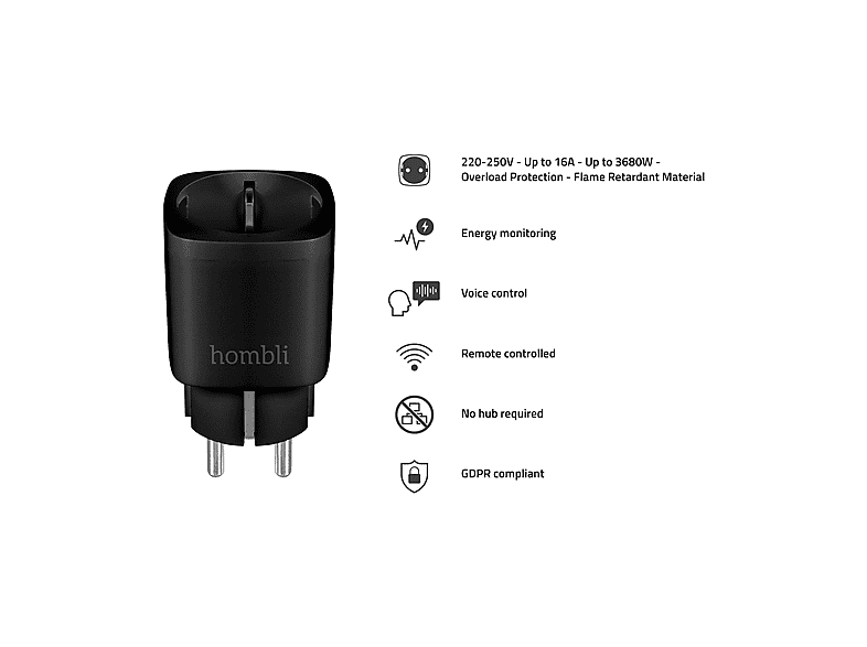 Hombli Smarte Steckdose HBSS-0100, Schwarz — Foto 5 von 5