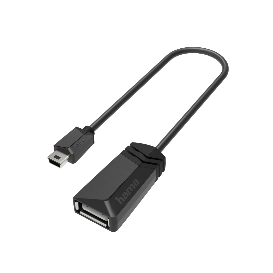 HAMA Mini-USB-Stecker auf USB-Buchse, Adapterkabel, Schwarz