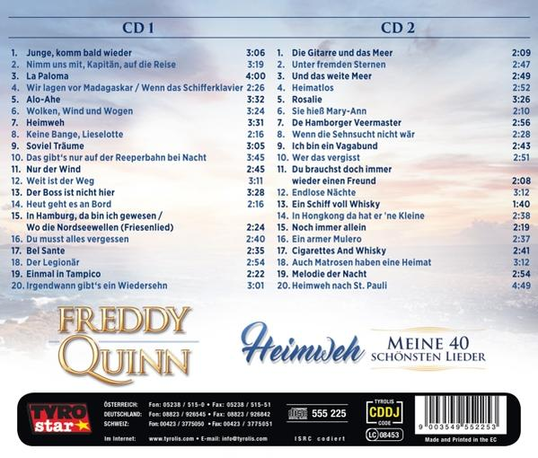 CD-Cover mit einer Titelliste. Texte auf Deutsch.