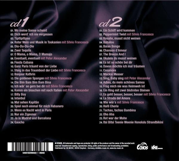 Die Rückseite eines CD-Covers mit deutschem Text, einschließlich einer Titelliste.