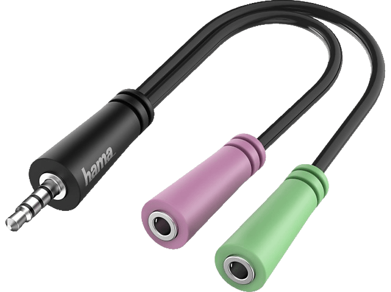 HAMA Audio-Adapter 4pol. 3,5-mm-Klinke-Stecker - 2x 3pol. 3,5-mm-Klinke-Headset