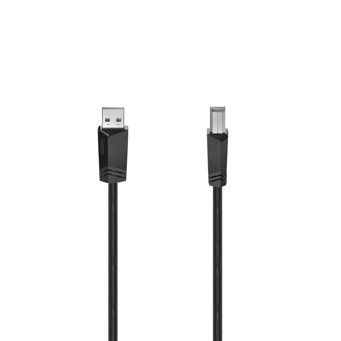 Zwei schwarze USB-Kabel mit unterschiedlichen Anschlüssen auf weißem Hintergrund.