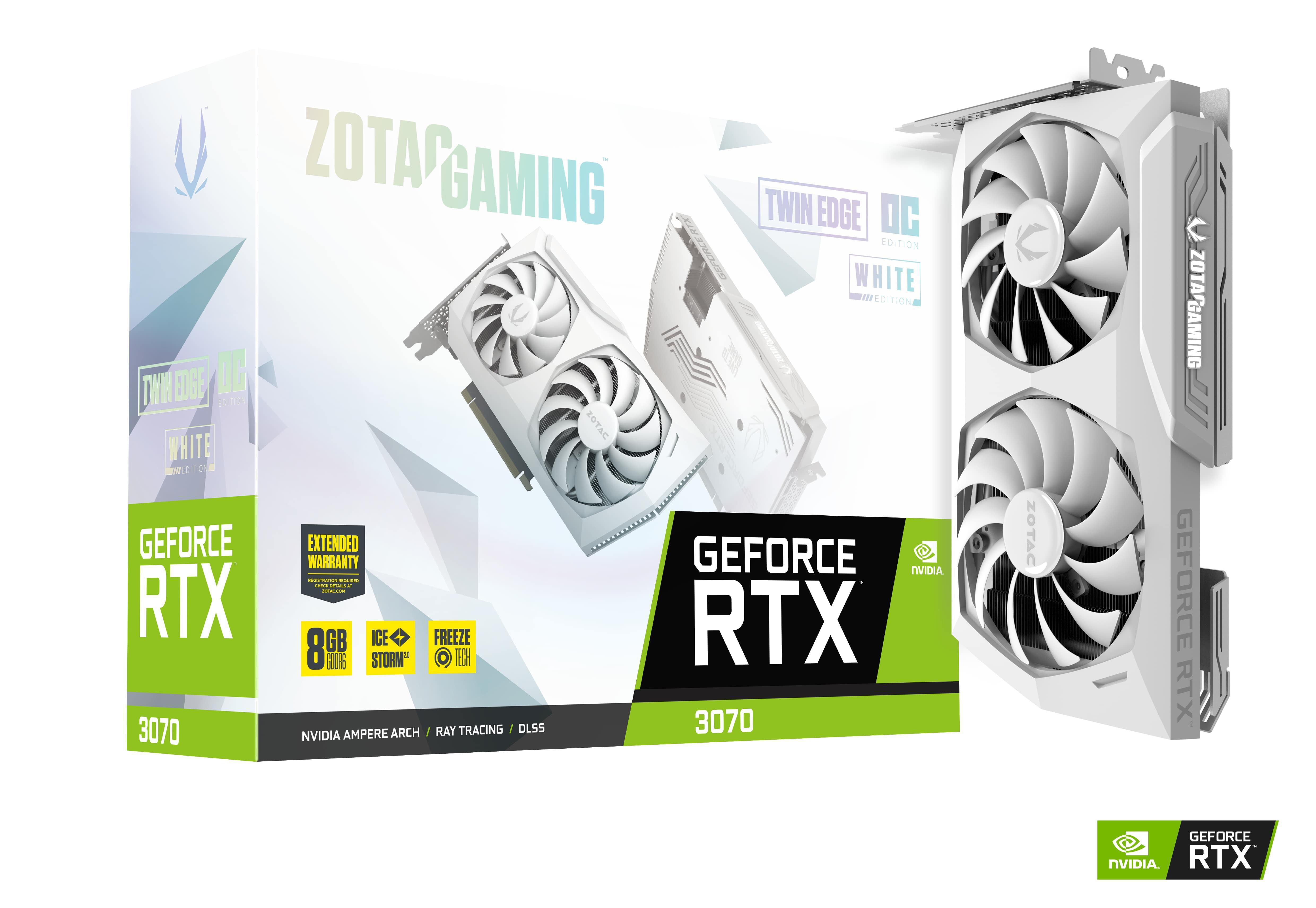 WHITE Grafikkarte) GeForce EDGE OC RTX™ ZOTAC 3070 8GB TWIN (ZT-A30700J-10P) (NVIDIA, EDITION