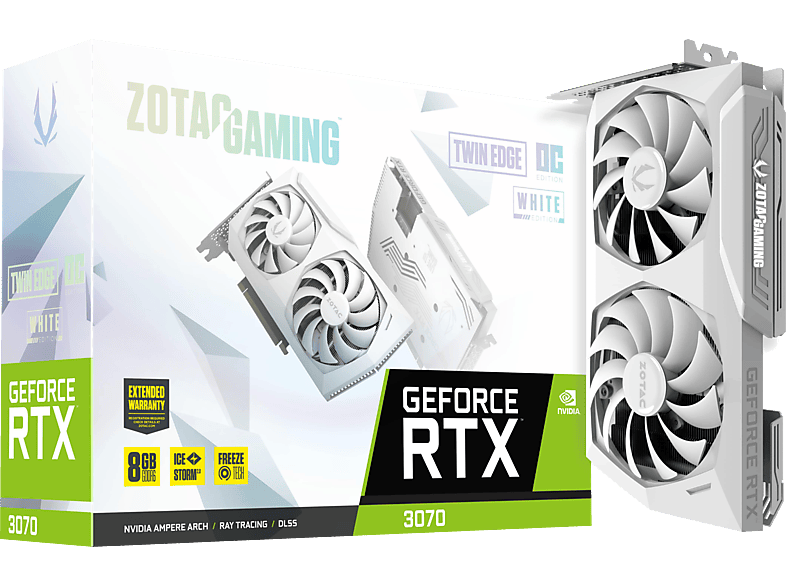 ZOTAC GeForce RTX™ 3070 TWIN (ZT-A30700J-10P) EDITION (NVIDIA, 8GB OC Grafikkarte) WHITE EDGE