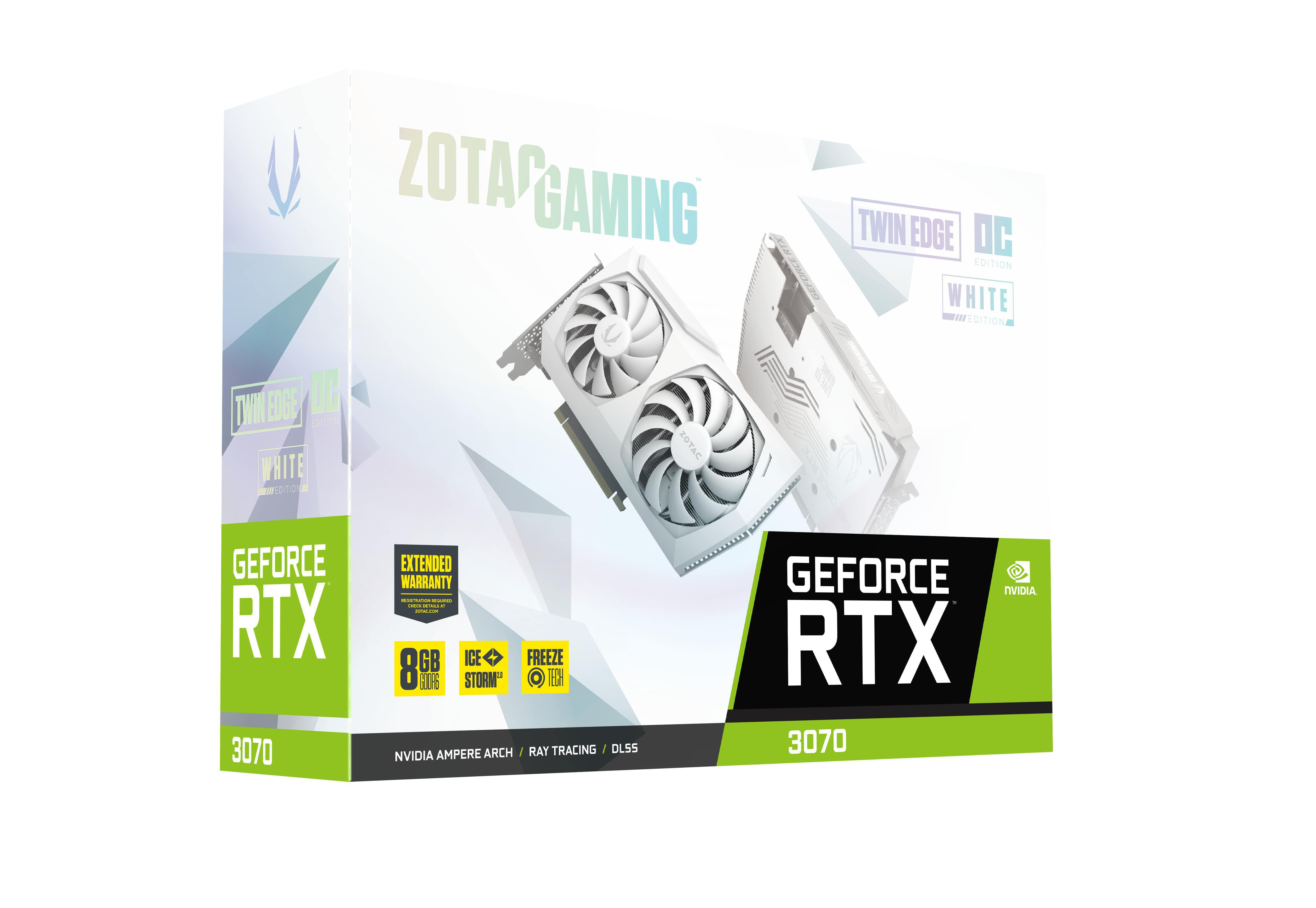 ZOTAC GeForce RTX™ EDITION TWIN (ZT-A30700J-10P) EDGE WHITE Grafikkarte) 3070 8GB (NVIDIA, OC