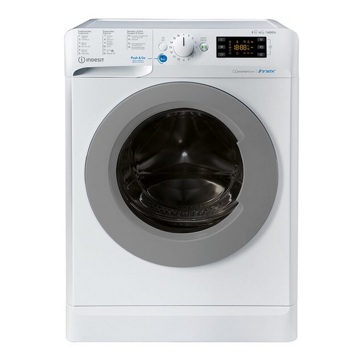 Lavadora secadora - Indesit BDE 861483X WS SPT N, 8kg lavado, 6kg secado, 1400 rpm, Inverter, Blanco