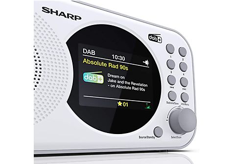 Radio portátil - Sharp DR-P320, DAB +, DAB, FM tuner, USB, 2.4" Colour display, Blanco